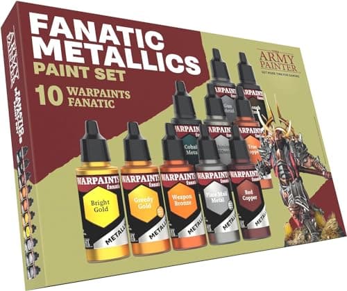 The Army Painter Warpaints Fanatic Metallics Paint Set 10 x 18 mL Acrylic Metallic Paints Incl Gold Copper Metal Bronze and Silver Miniature Paint Set for DD Warhammer Miniatures