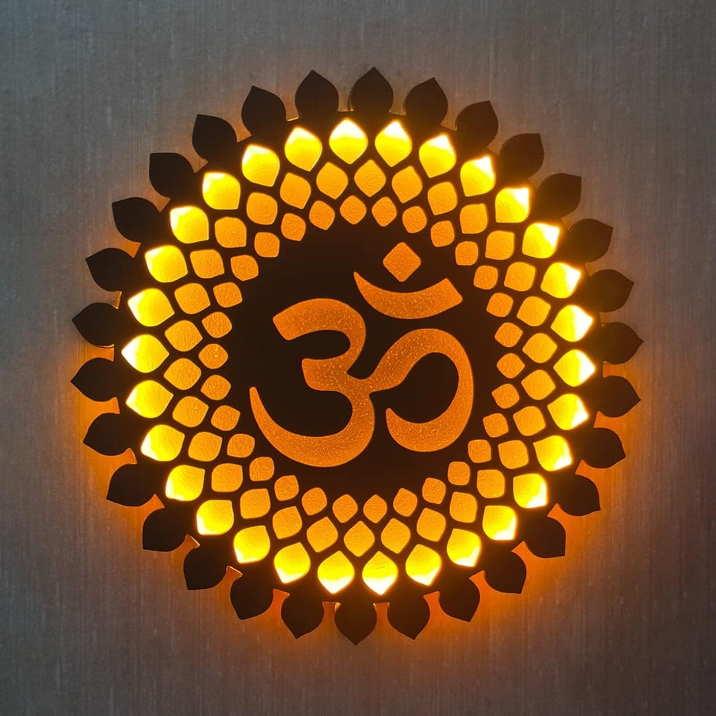 Wood Om Mandala Creation Om Mandala Wall Hanging Backlit Led Light Wall Decor Handcrafted Or Mdf Laser Cut Decorative For Home Office Temple Yoga Meditation Wall Decor & Gifting, (Size12X12 Inch)