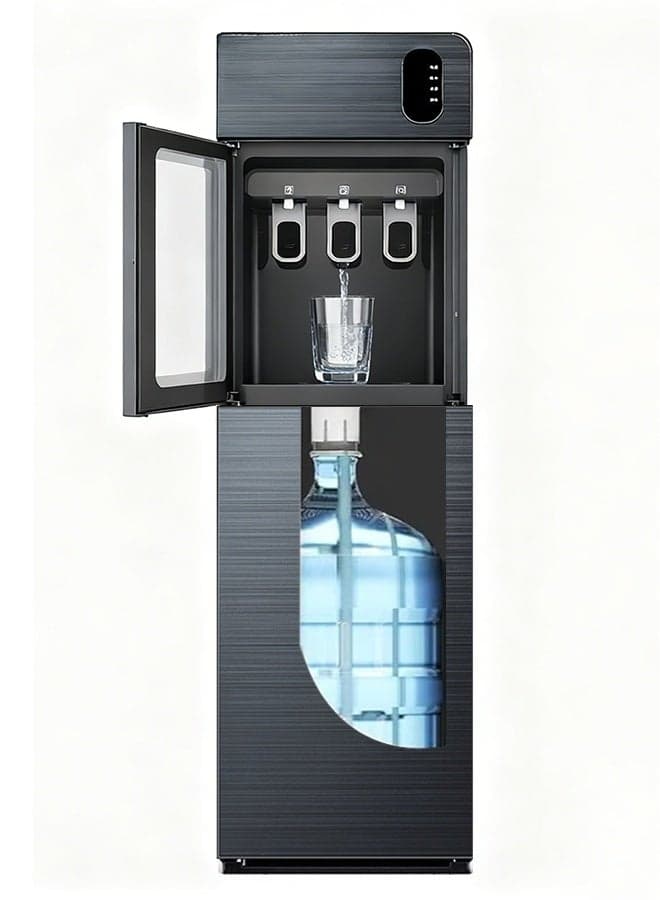 Automatic Vertical Water Dispenser, Intelligent Refrigeration Heating Bottom Loading Water Cooler 3 Temperature Settings, Includes LED Display & Empty Bottle Alert Empty,High-End Office Automatic Tea Bar Machine