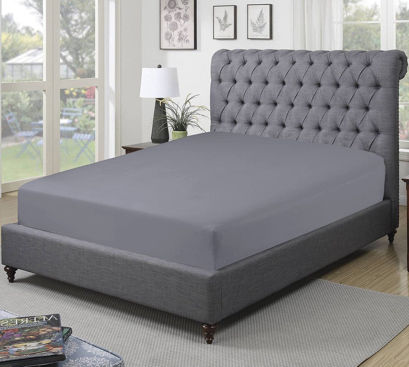 Sapphire collection 300 Thread Count 100 Egyptian Cotton Fitted Sheets BedSheet Double Grey