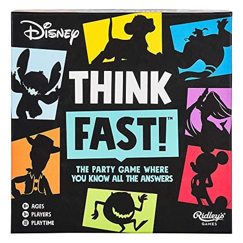 Ridleys Games Think Fast Disney Edition The Trivia Party Game Where You Know All The Answers Test Your Disney KnowledgeGreat for PartiesAges 8 3 Players 30Minute Playtime