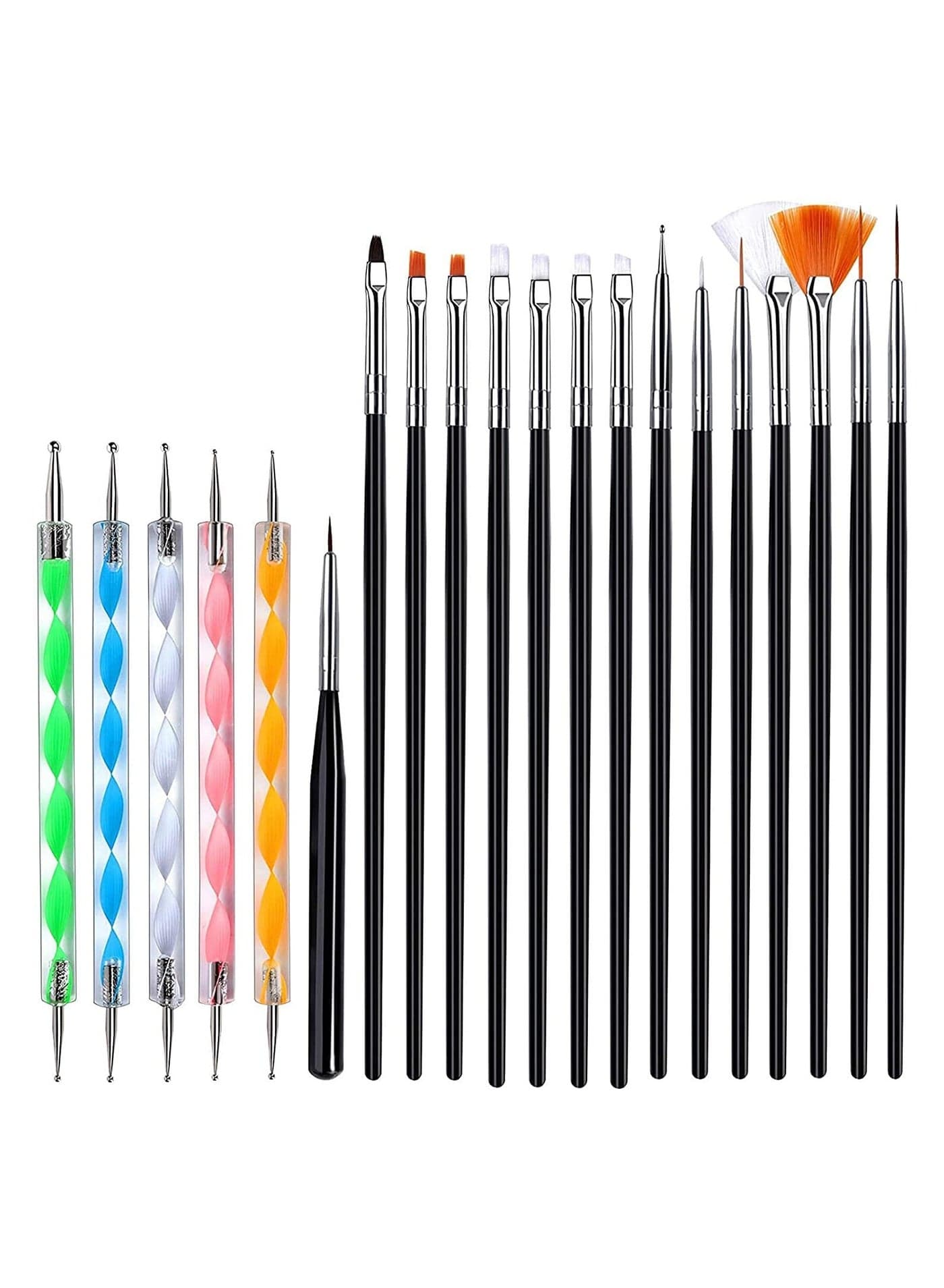 20-Piece Nail Art Pens Kit Painting Polish Design Tools Set - Black