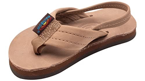 Rainbow Sandals Kid's Single Layer Premier Leather, Dark Brown w/backstrap, 7-8 B(M) US