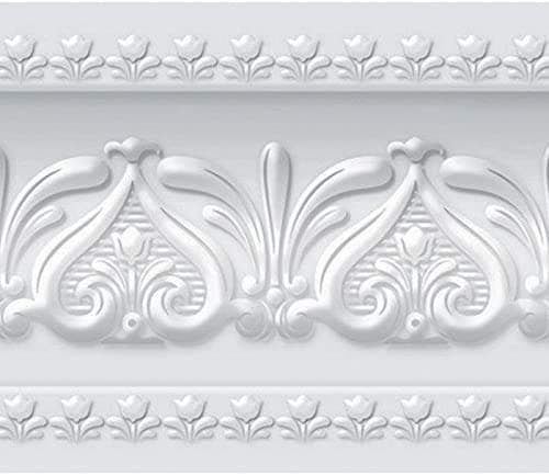 WITPOCE FIXPIX Royal Tulip Peel and Stick Wall Border Easy to Apply Neutral Gray
