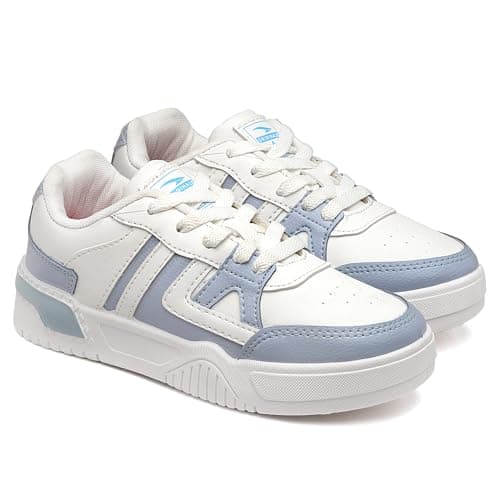 ASIAN Women PARADISE-13 Casual Mid Top Sneakers, Stylish and Trendy Lace-Up Shoes For Women & Girls, Lightweight Comfortable Sneakers Perfect, Walking, and Casual Outfits, 4 UK, White