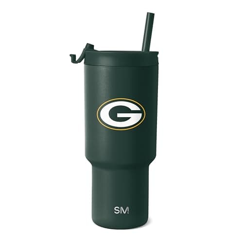Simple Modern Officially Licensed NFL Green Bay Packers 30 oz Tumbler with Flip Lid and Straws Insulated Cup Stainless Steel Gifts for Men Women Trek Collection Green Bay Packers