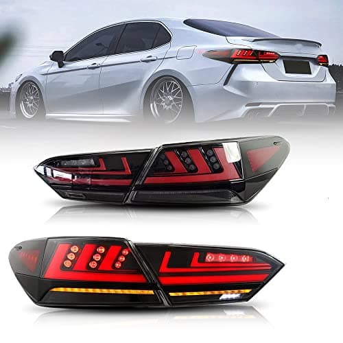 New Taillights for Toyota Camry Tail Light Assembly 2018-2023 SE XSE LE XLE TRD 8th Gen Accessories Taillight V2 Clear Rear Lights Led Sequential Turn Signals Startup Custom Back Lamp Replacement (T5)