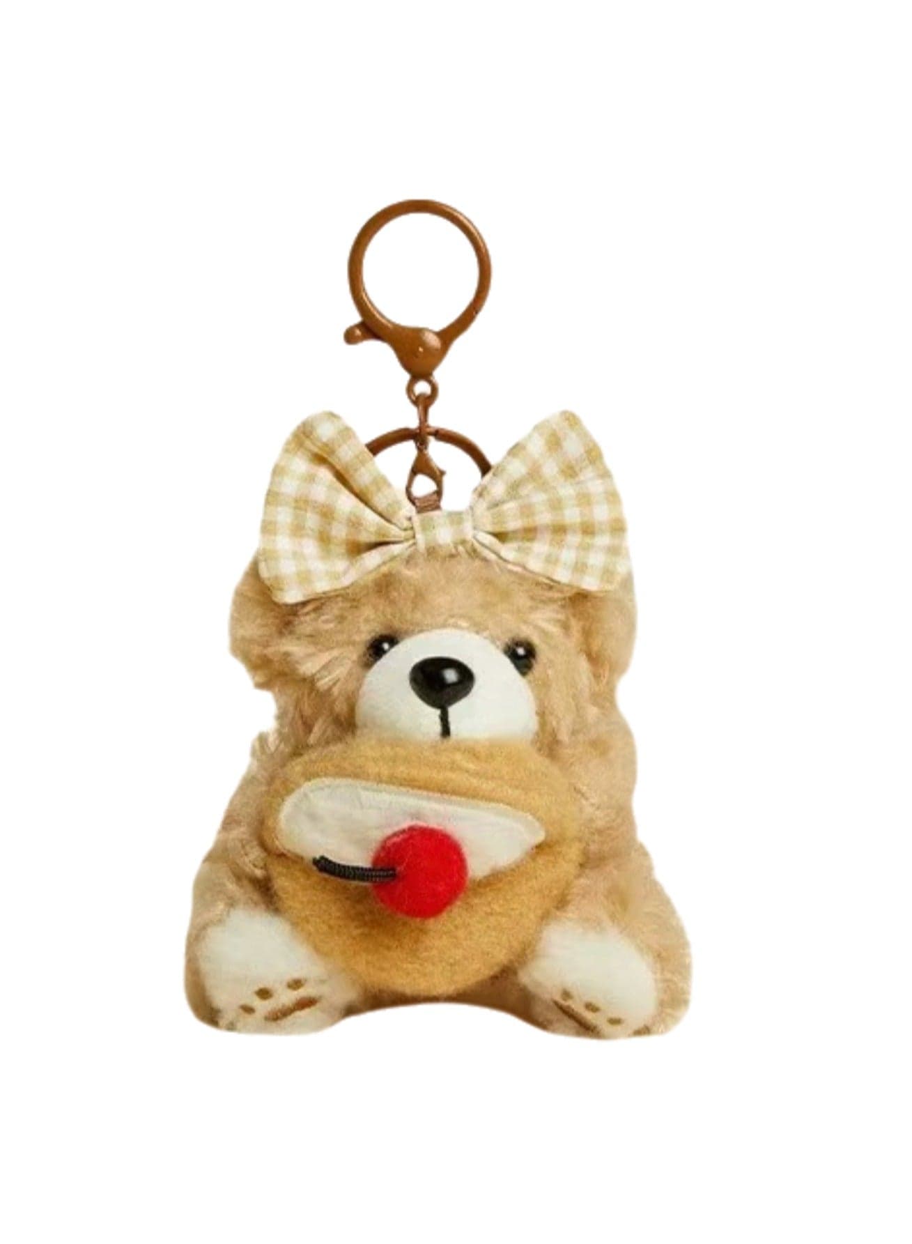 Creative Baking Bear School Bag Pendant High-End Cute Plush Toy Doll School Bag Key Small Pendant Baking Bear - Holding Muffin (Plush)