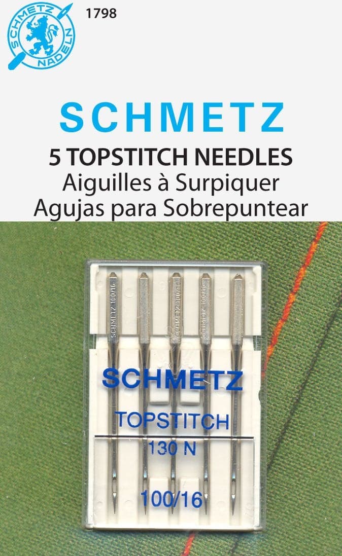 SCHMETZ Topstitch Sewing Machine Needles - Quilting & Topstitching Supplies, Size 100/16, 5-Needle Cards, Pack of 1