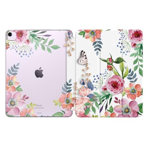 MoKo for iPad Air 13 inch Case M3 2025/M2 2024, iPad Air 13 inch Case with Soft Translucent Frosted TPU Back Shell, Slim Smart Folio Protective Cover, Auto Wake/Sleep,Support Touch ID,Fragrant Flowers