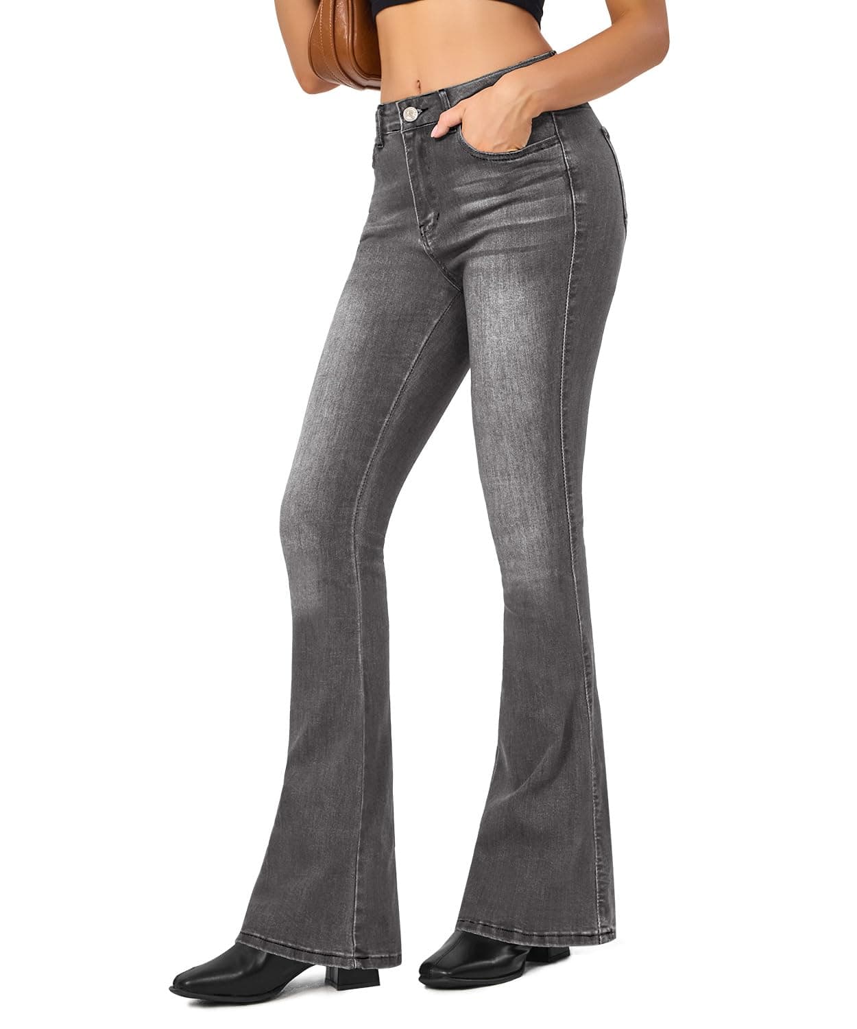 VIPONES Womens Flare Bell Bottom Jeans High Waisted Wide Leg Bootcut Jeans Stretchy Denim Pants