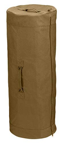 Rothco Canvas Duffle Bag with Side Zipper – Rugged Outdoor Camping Gear Storage – Coyote Brown – 25" x 42"