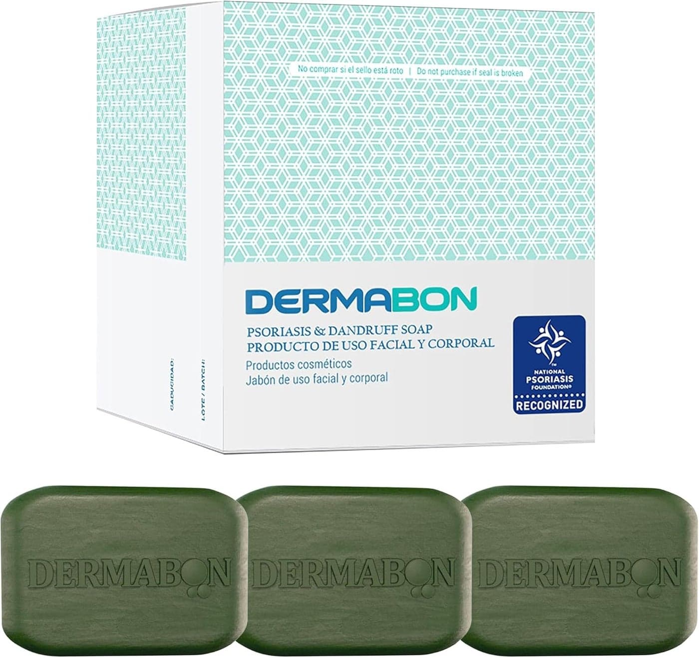 Dermabon Psoriasis Cleanser Seborrheic Dermatitis Eczema Soap Bar for Adults 2 Coal Tar Soap Active Ingredient Soothes Itching Reduces Inflammation Moisturizes SkinGentle Daily Use 3 Pack