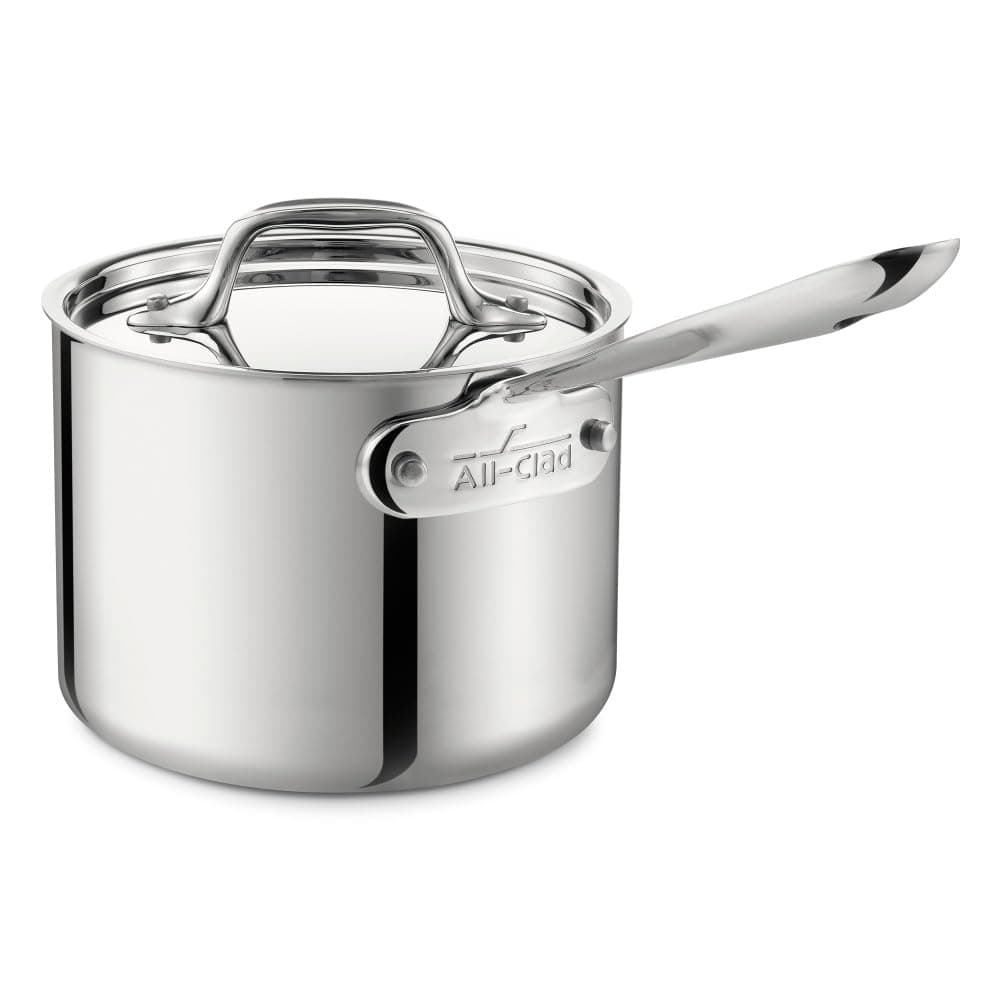 All-Clad D3 3-Ply Stainless Steel Sauce Pan with Lid 2 Quart, Induction, Oven Broiler Safe 600F, Multipurpose, Compatible w/ All Cooktops, For Restaurant or Home Kitchen, Pots & Pans, Cookware, Silver