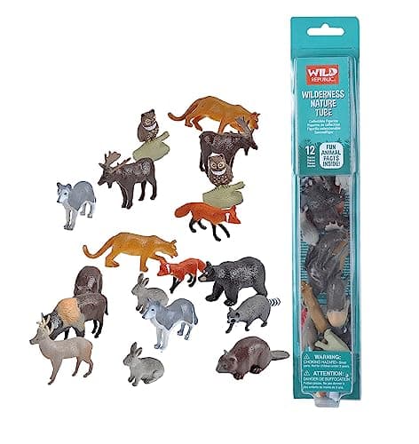 Wild Republic Wilderness Nature Tube Woodland Animals Forest Animal Figures Kids Gifts Educational Toys 12Pieces