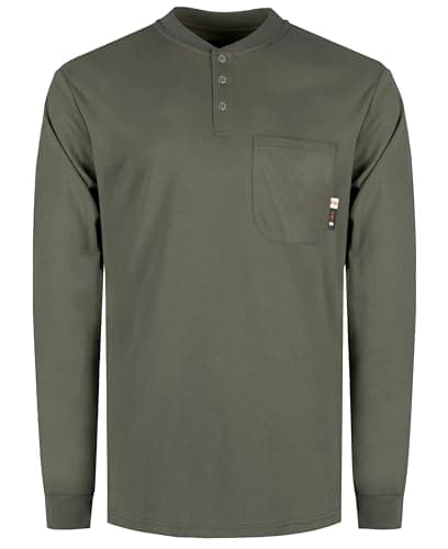 KONRECO FR Shirts for Summer Flame Resistant Shirt 5.5oz Light Weight CAT2 Grey Henley Shirts