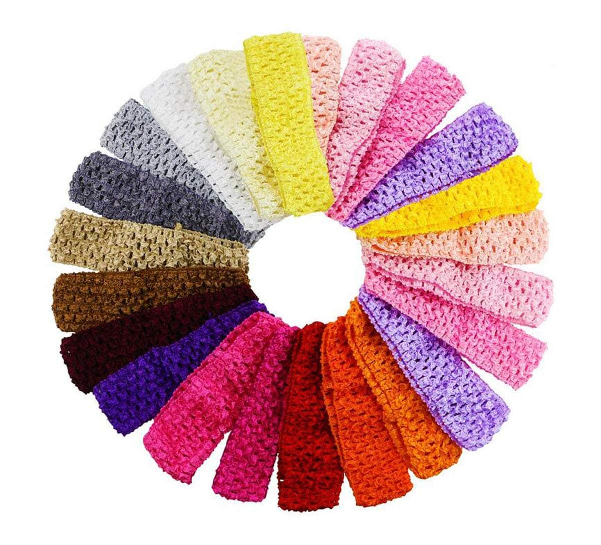 38 Pcs 15 Inch Width Stretch Hair Bands Colourful Elastic Crochet Headbands Hair Accessories DIY Head Flower Accessories