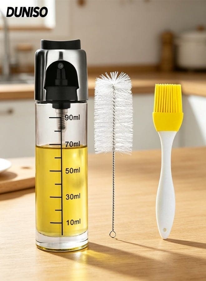 Refillable Olive Oil Sprayer,Leak Proof Stainless Steel Dispenser with Brush, Olive Oil Sprayers,Oil Dispenser Bottle,Suitable for Air Fryer, BBQ, Kitchen Baking, Salad