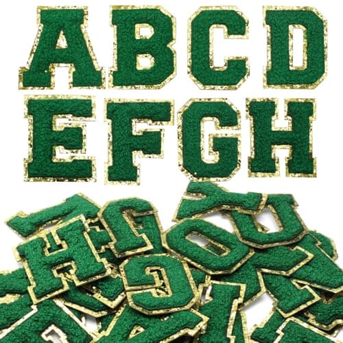 vibedor 26 PCS Self Adhesive Patches Chenille Letters Patches Green Varsity Letter Patches 22 Inches AZ Felt Letter Stickers for Clothing Hats Backpacks