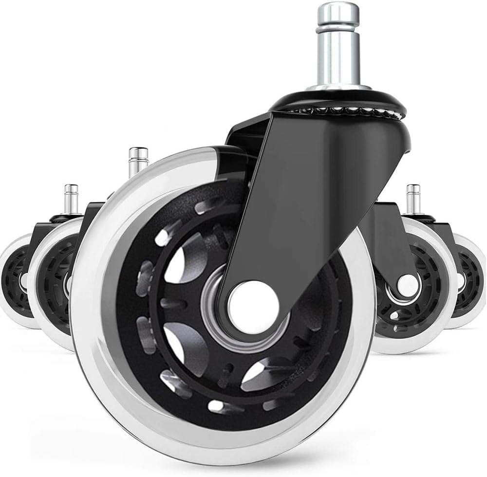 Jessica Exim Office Chair Caster Wheels 3 Heavy Duty Rubber Rollers Safe for All Floors Including Hardwood Carpet and Tile Durable Replacement for Desk Floor Mats 5Piece