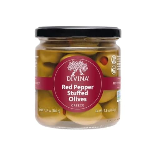 DIVINA Red-Pepper-Stuffed Olives, 13.4 oz, 1-Pack