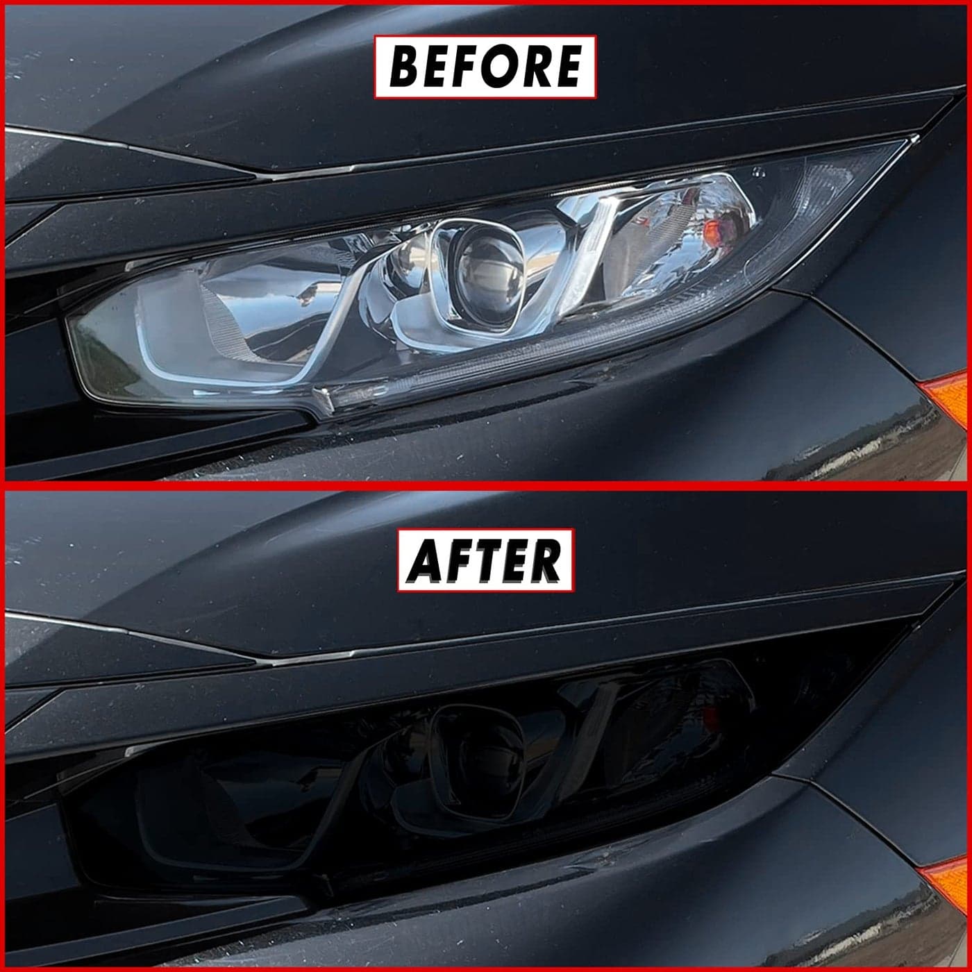 SlickMod PreCut Vinyl Smoke Tint for 20162021 Honda Civic Headlight Foglight 1 Headlight Foglight 20 Dark Smoke