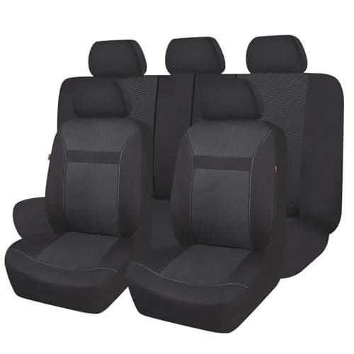 Flying Banner Car Seat Covers Full Set Universal fit Most Car,Truck,SUV and Van Comfortable Airbag Compatible Jacquard & Polyester (Full Set - Low Back, Black Black)