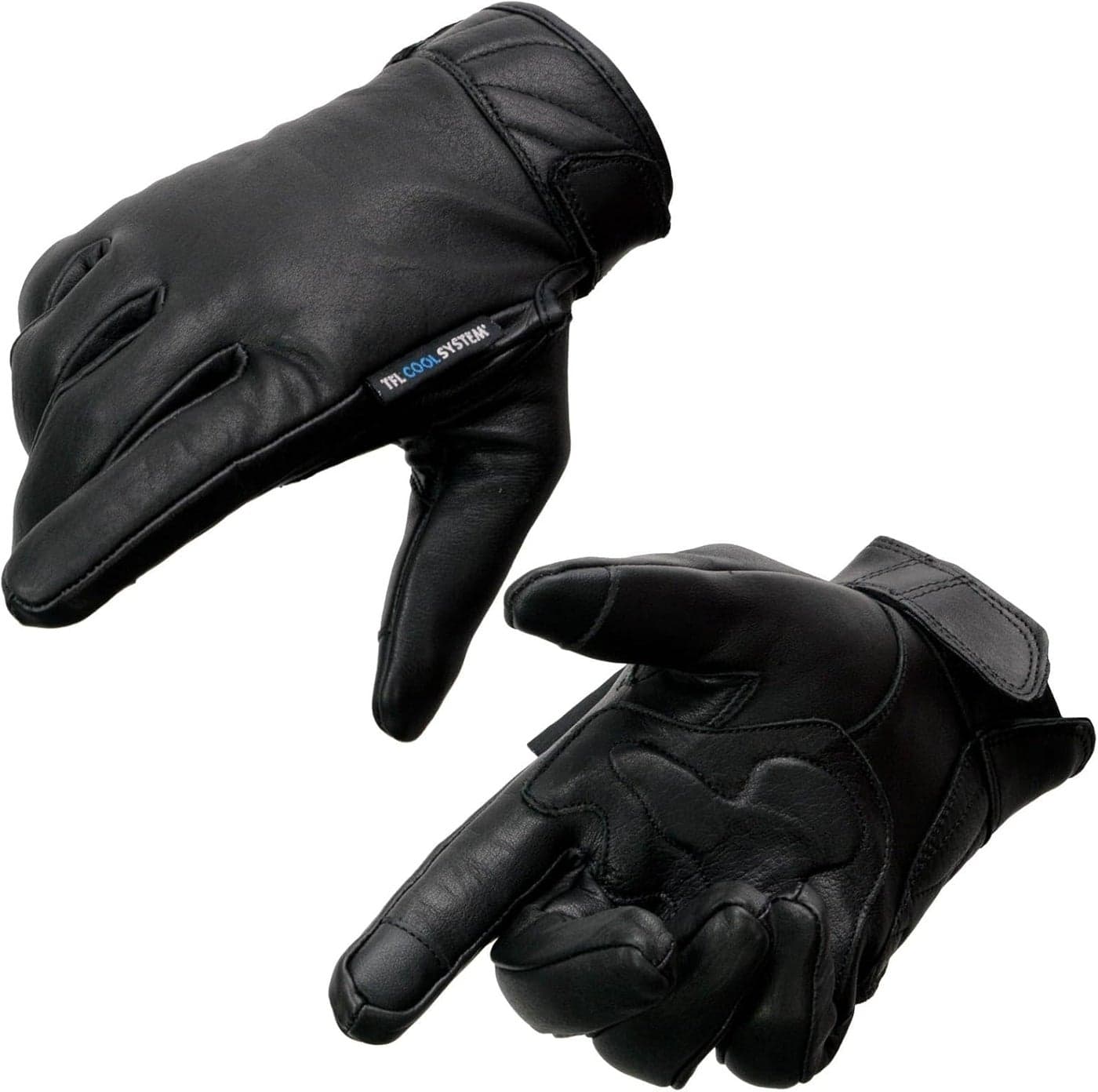 Milwaukee Leather MG7502 Men's Black Leather ‘Cool-Tec’ Motorcycle Gloves with i-Touch Screen Compatibility - Large