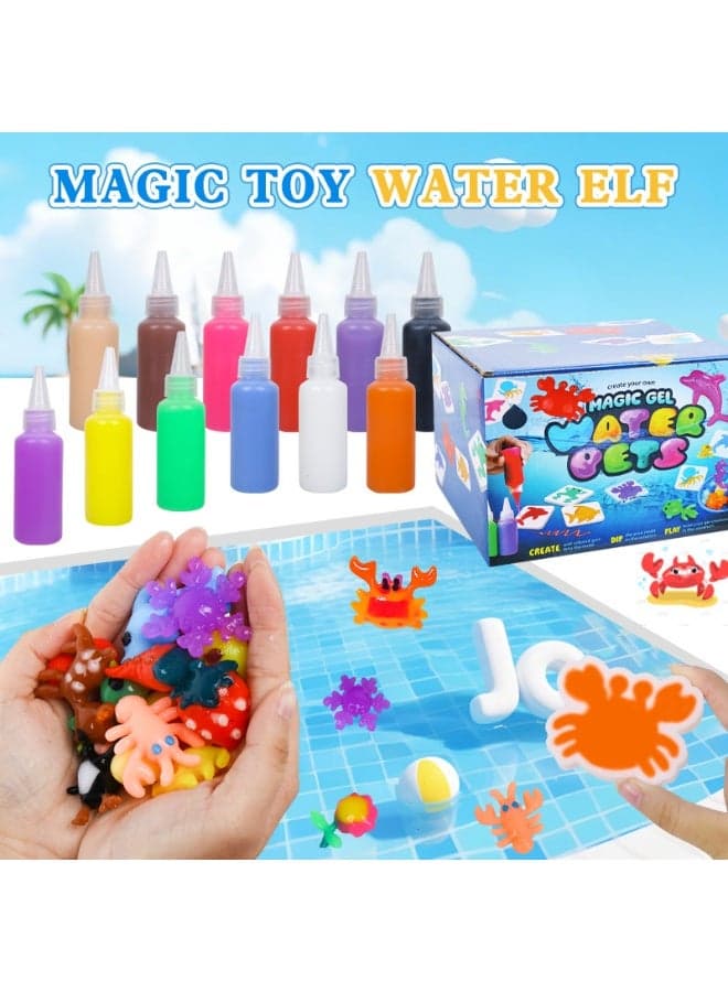 SKT Shiketro Magic Water Sprite Toy Set, Hydrogel Craft Kit for Kids, includes 8 bottles of gel and 10 molds