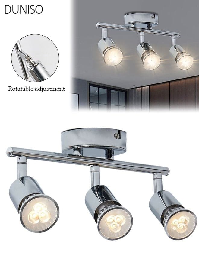 Plug in Track Lighting,3 Heads Track Lighting Kit,Flexibly Rotatable Light Heads, Flexibly Rotatable Complete LED Light Kits for Kitchen Cabinet Gallery Bar Living Room