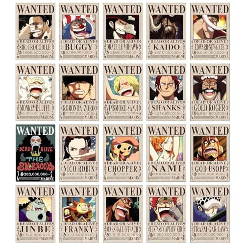 VEENSHI Paper Set Of 20 One Piece Bounty Poster | Anime Wall Poster Of One Piece | Poster Of Anime | Onepiece Room Posters | 300 GSM | 11.9X8.3 Inch