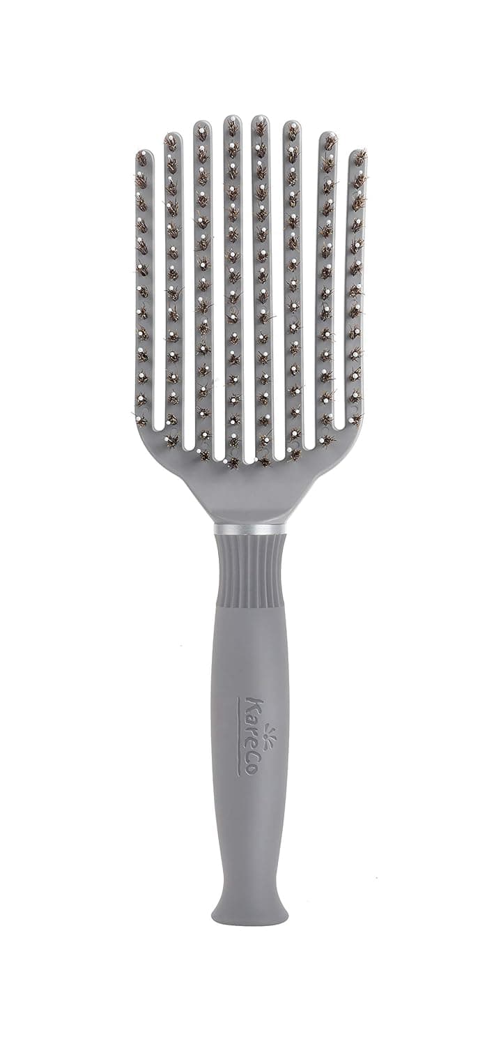 All New KareCo Tangle Buster Flexible Paddle Brush Detangler Styler for All Hair Types Dual Nylon and Boar Bristles 9 Fingers