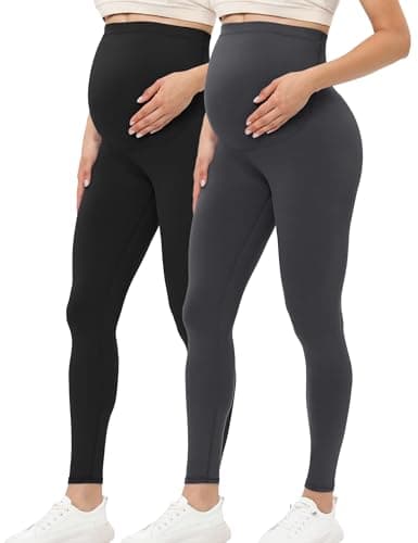 Buttergene Women's Maternity Leggings over the Belly Pregnancy Active Wear Workout Yoga Tights Pants