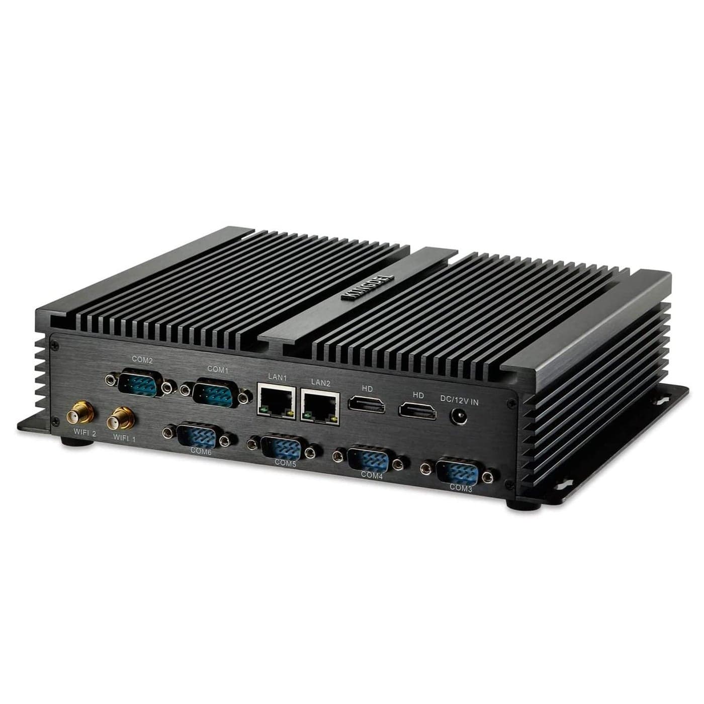 KINGDEL Fanless Industrial PC, Mini Computer with i7 CPU, 8GB RAM, 512GB SSD, 2xNICs, 2xHD Ports, 4xUSB 3.0, 6xCOM RS232, Metal Case