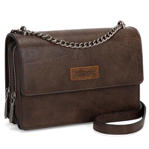 Wrangler CrossBody Purse for Women Western Small Clutch Wallet Trendy Shoulder Bag with Chain Strap Gift WG149-236CF