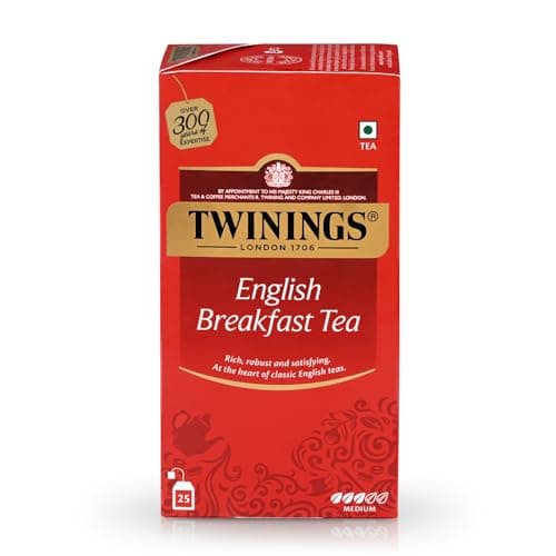 Twinings English Breakfast Tea, 25 Tea Bags | Pack of 1 | English Classic Range | Premium Black Tea | Medium Strength | Rich & Smooth Flavour | Enjoy a Hot Cup of Tea