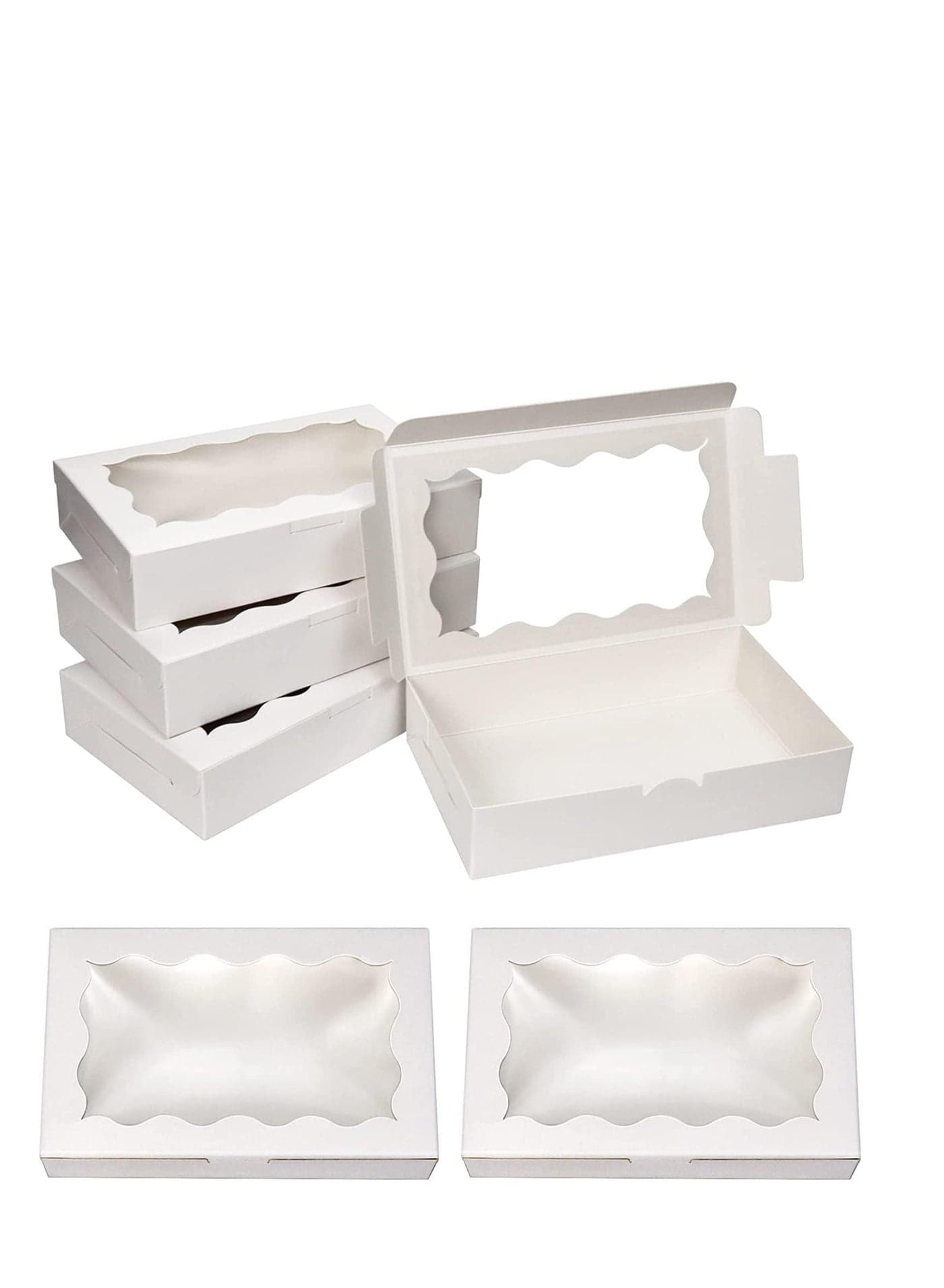 30 Pack White Kraft Cookie Box, Bakery Boxes with Clear Window, Premium Small Paper Gift Box Container for Candy Chocolate Strawberries Cakes Muffins Donuts, 7'' x 4 3/8'' x 1 1/2''