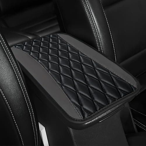 ongfuwu Car Center Console Cushion Pad 1272752 Leather Waterproof Auto Armrest Seat Box Protector Car Center Console Cover Universal Interior Decor Car Accessories for SUV Truck Gray