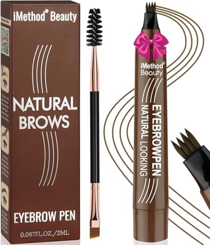 iMethod Eyebrow Pen Eyebrow Pencils for Women with 4 Fork Tip for HairLike Natural Brows Last AllDay Microblading Eyebrow Pen with Brow Brush Brown