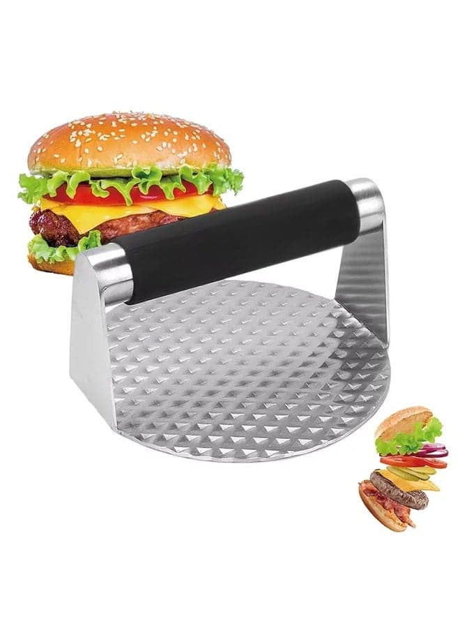 Stainless Steel Burger Press,Heat Resistant Handle Professional Griddle Accessories Kit for Flat Top Grill, Hamburger Patty Maker and Squeeze Grease, Multifunctional and Durable Design