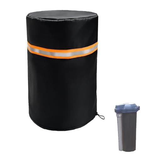 Round Well Pump Cover,Insulated Frost Protection Down to 5°F, Decorative Well Head Cover with Reflective Strips,Hide Your Water Well Pump Head and Improve Curb Appeal,12"Dia x 14"H (Black)