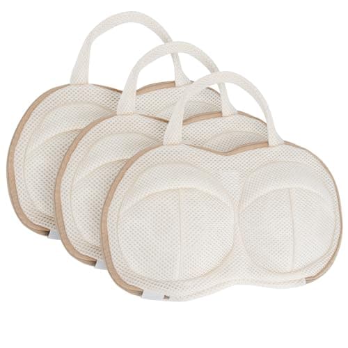 DESONAUT 3Pcs Bra Wash Bags for Laundry Lingerie Brassiere Bag bra washing protector holder for Washing Machine Beige(A to C Cups)