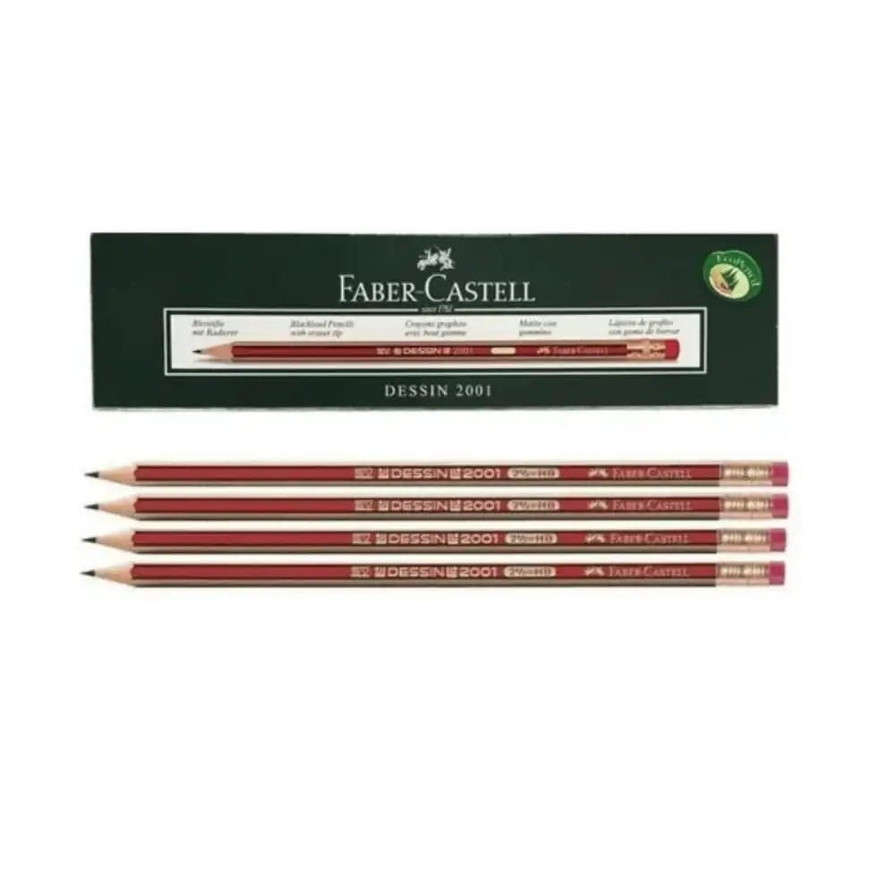 Faber Castell Dessin 2001 Pre Sharpened Pencil With Eraser Tip- 12pcs