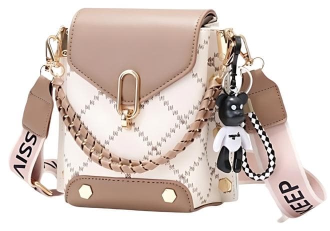 Women's Versatile Plaid Shoulder Bag, Ladies Exquisite Hanging Bucket Bag Crossbody Bag Sling Bag Side Bag Carry Bag, PU Leather Satchel Bag Phone Bag Handbag Clutch Bag for Girls, College Students