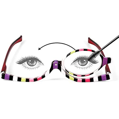 LJCZKA Magnifying Cosmetic Makeup Reading Glasses Readers Flip Lens Rotating Eyeglasses for Women (colorful, 1.5)