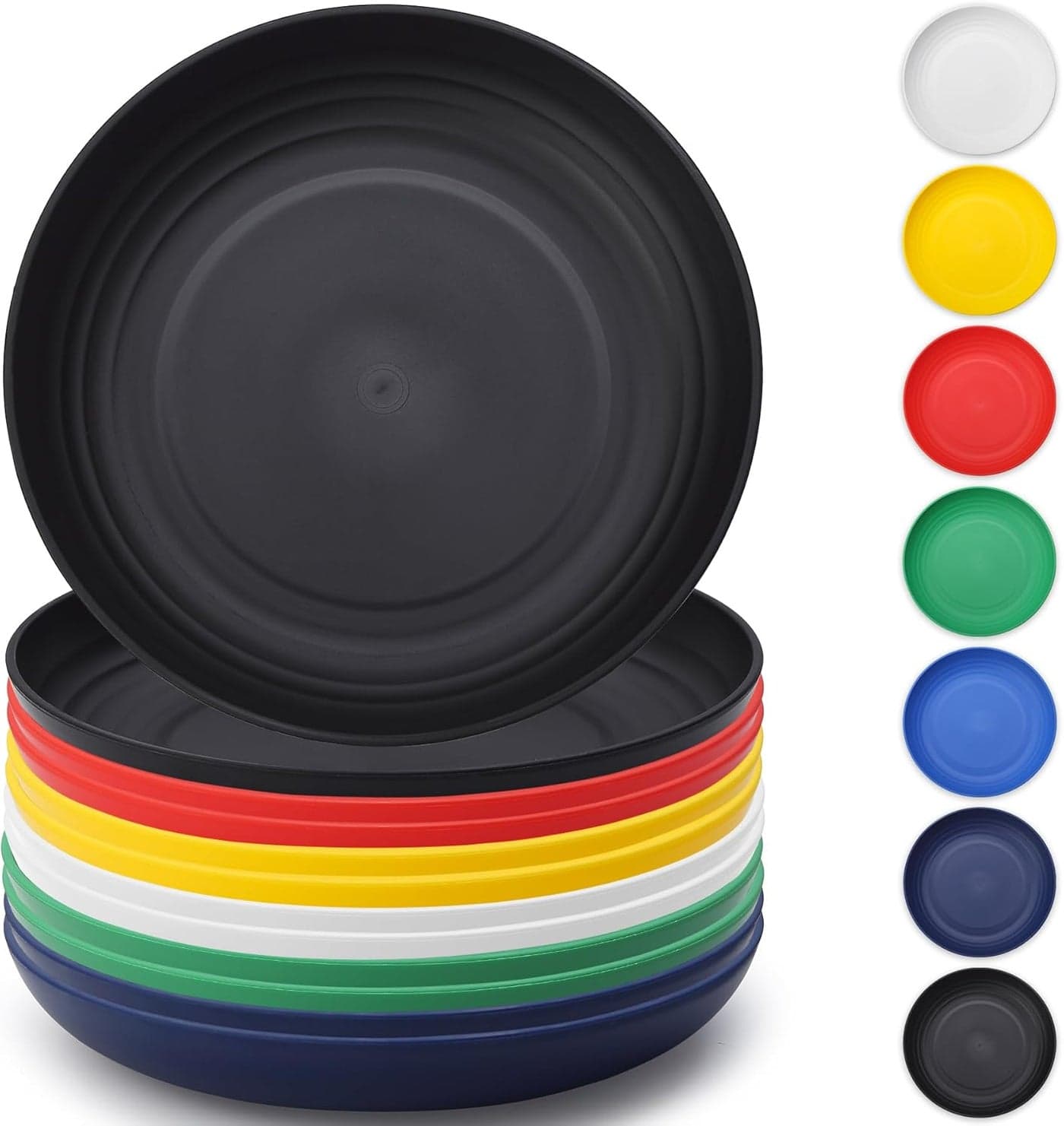 Berglander Plastic Plates Set of 12 Pieces 9 Reusable and Sturdy Unbreakable Dinner Plates Salad Plates Pasta Bowls Dishes for Home Kid Light Weight Easy Carry for Picnic Camping Outdoor