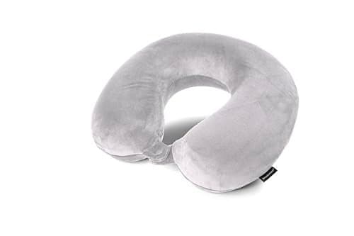 Brookstone Travel Neck Pillow - Lightweight Fleece Casing U-Shaped Stuffable Memory Foam Travel Pillow for Sleeping and Neck Support, Size One Size, Grey