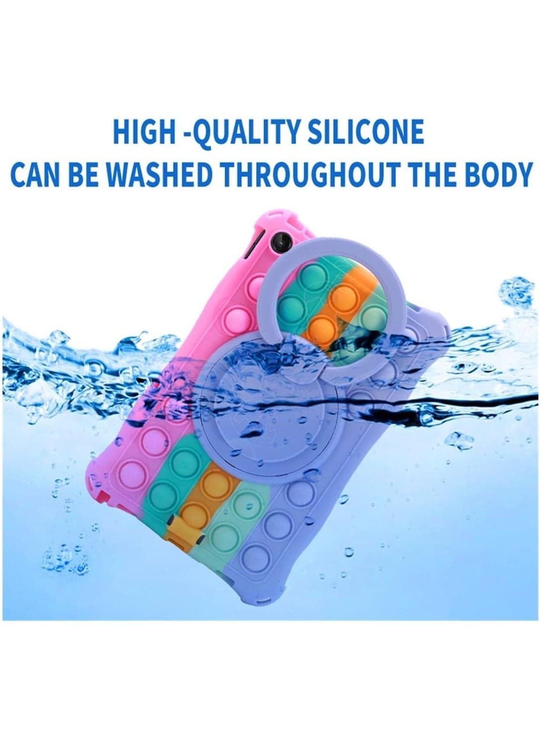 Case Compatible with Lenovo Tab M10 3rd Gen 10.1 inch (TB-328FU/TB-328XU) 2022 Kids Soft Silicon 360 Rotating Ring Stand Cover with Should Strap and Pen