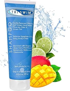 TRISWIM Chlorine Removal Shampoo After Swim Care Moisturising AntiChlorine Vegan Shampoo For Swimmers Removes Green Tint Lime Mango 251ml