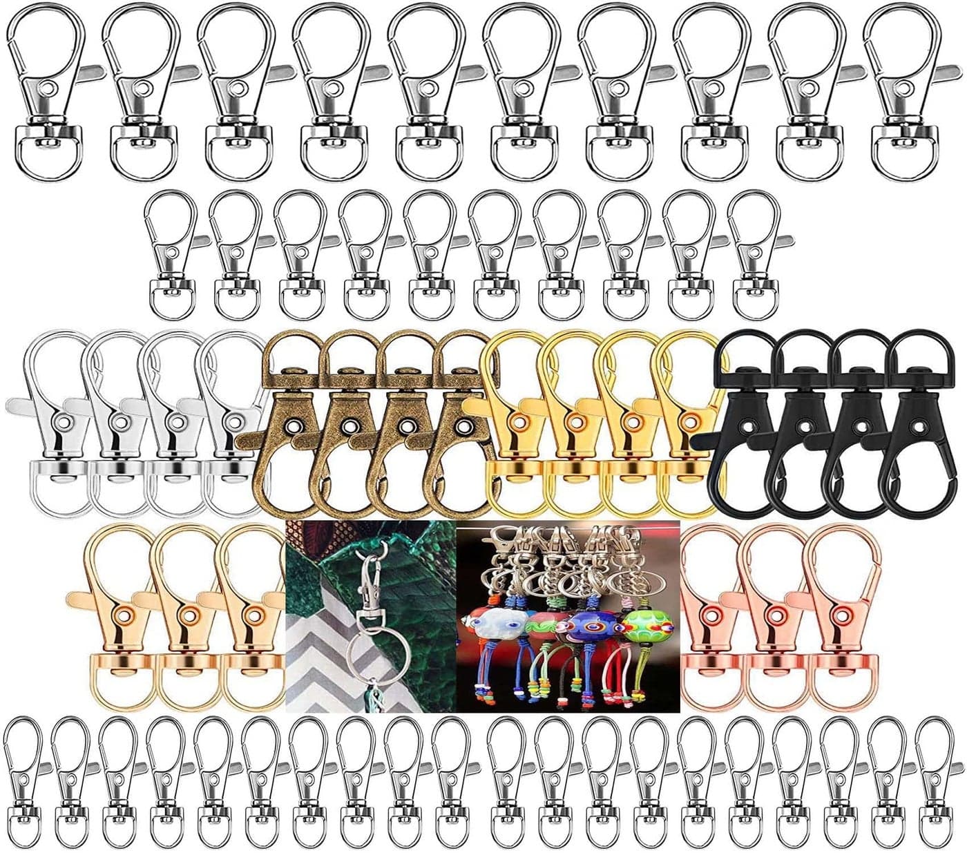 DIY Crafts Premium Premium Key Chain Clip Hooks, Swivel Clasps Lanyard Snap Hook, Keychain Hooks for Lanyard Key Rings Crafting (Pack of 20 Pcs, Silver Colour)